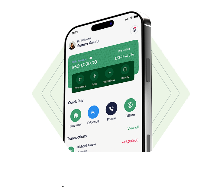 Mobile app showing banking features